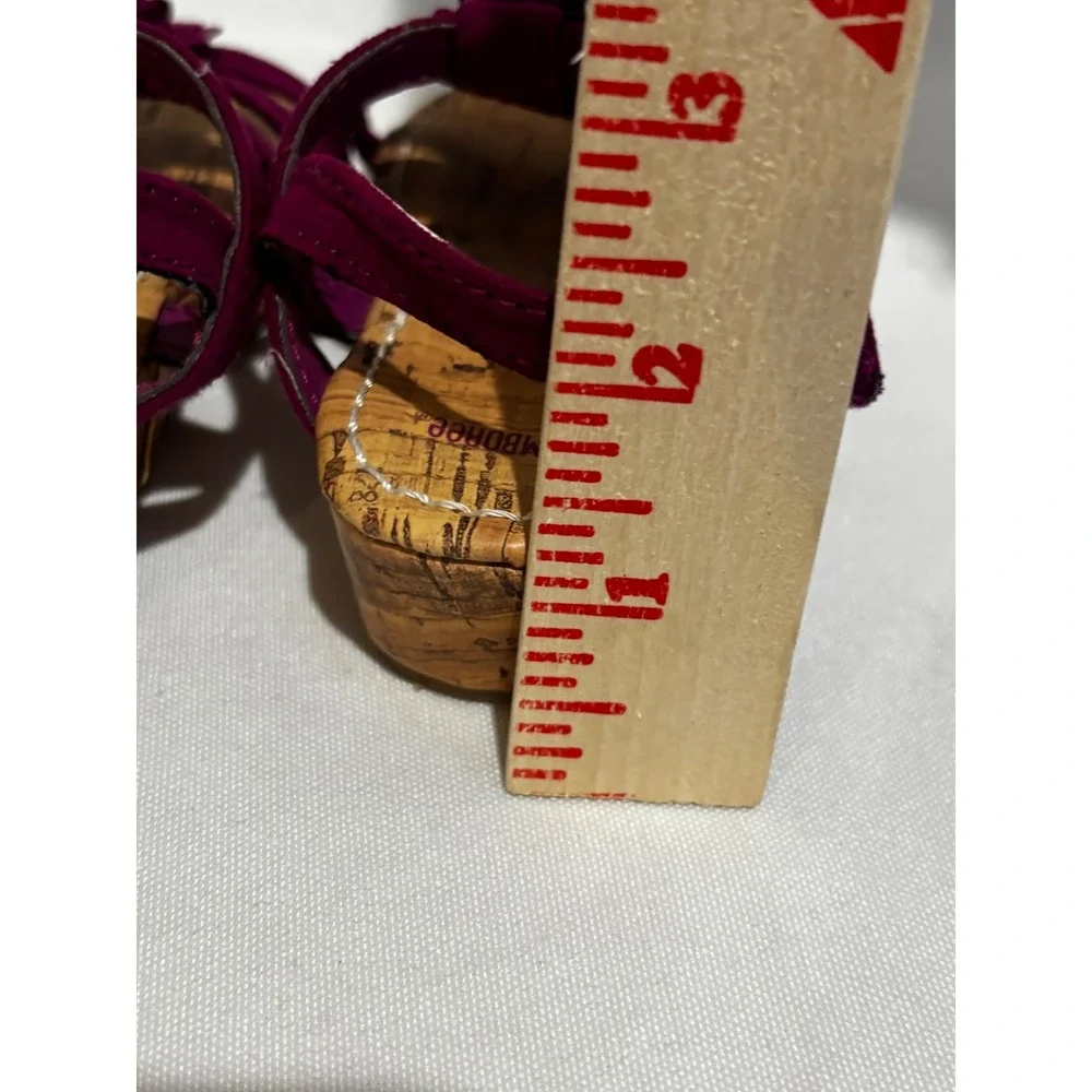 Gymboree Girls Plum Purple Floral Cork Wedge Sandals Toddler Size 5